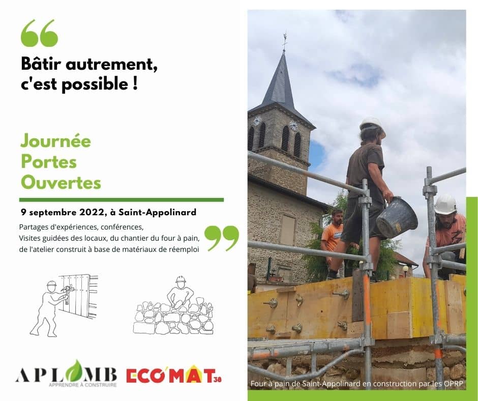 Aplomb-formation-Ecomat-38-reemploi-association-journee-portes-ouvertes-2022-batiment-durable-ecoresponsable